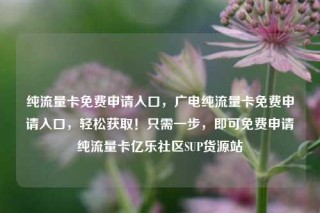 纯流量卡免费申请入口，广电纯流量卡免费申请入口，轻松获取！只需一步，即可免费申请纯流量卡亿乐社区SUP货源站