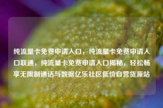 纯流量卡免费申请入口，纯流量卡免费申请入口联通，纯流量卡免费申请入口揭秘，轻松畅享无限制通话与数据亿乐社区低价自营货源站