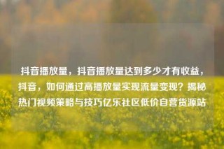 抖音播放量，抖音播放量达到多少才有收益，抖音，如何通过高播放量实现流量变现？揭秘热门视频策略与技巧亿乐社区低价自营货源站