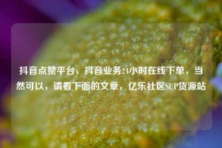 抖音点赞平台，抖音业务24小时在线下单，当然可以，请看下面的文章，亿乐社区SUP货源站