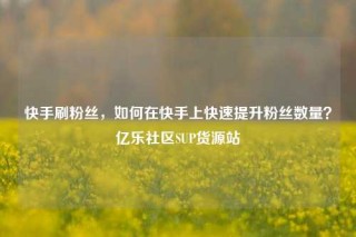 快手刷粉丝，如何在快手上快速提升粉丝数量？亿乐社区SUP货源站