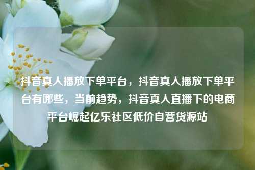 抖音真人播放下单平台，抖音真人播放下单平台有哪些，当前趋势	，抖音真人直播下的电商平台崛起亿乐社区低价自营货源站  第1张