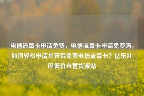 电信流量卡申请免费，电信流量卡申请免费吗，如何轻松申请并获得免费电信流量卡？亿乐社区低价自营货源站  第1张