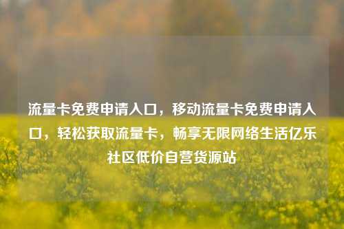 流量卡免费申请入口，移动流量卡免费申请入口，轻松获取流量卡，畅享无限网络生活亿乐社区低价自营货源站  第1张
