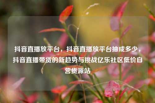 抖音直播放平台	，抖音直播放平台抽成多少，抖音直播带货的新趋势与挑战亿乐社区低价自营货源站  第1张
